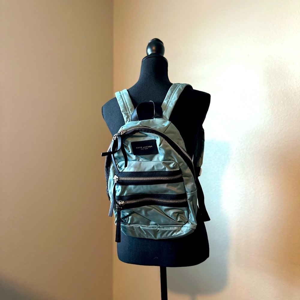 Marc Jacobs small blue nylon backpack with black trim